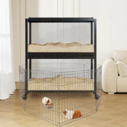 Large Hamster Cage With Acrylic Sides, Metal Guinea Pig Cages, Universal Wheels+Chew-Proof Dual Door -House Beautiful GUEST 9765f39c 8329 4fa8 806b 0ba6348991c5