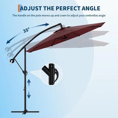 10FT Patio Umbrella,Cantilever Umbrella With Easy Lift & Tilt Adjustment,8 Ribs Sun Umbrella For Backyard 8 10FT Patio Umbrella,Cantilever Umbrella With Easy Lift & Tilt Adjustment,8 Ribs Sun Umbrella For Backyard - Image 6