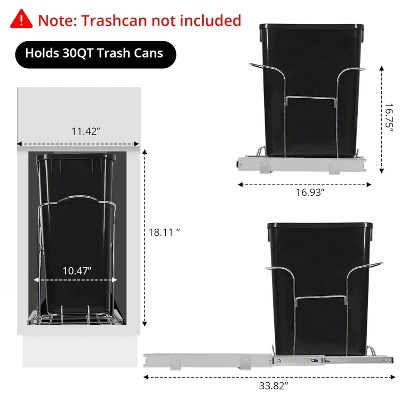 Pull Out Trash Can Under Cabinet, Stainless Steel Slide Out Garbage Can Shelf Under Sink, Adjustable Slide Out Shelf For Waste Can Under Kitchen Sink 7 Pull Out Trash Can Under Cabinet, Stainless Steel Slide Out Garbage Can Shelf Under Sink, Adjustable Slide Out Shelf For Waste Can Under Kitchen Sink - Image 5