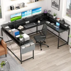 U Shaped Gaming Desk, 79" Reversible L Shaped Desk With Power Outlets, Lights, Monitor Stand & Storage Shelves -House Beautiful GUEST 97e482cf 504a 4cce a0ea 885a7cd6b247