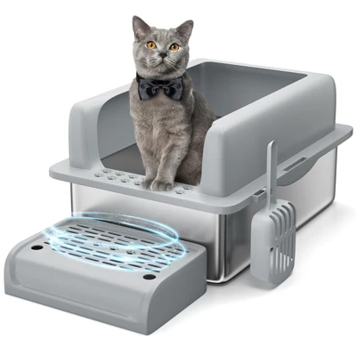 Stainless Steel Cat Litter Box 8/6 Inch, XXL Large Cat Litter Tray With High Side, Platform Step And Scoop For Big Cats Multiple Cats 12 Stainless Steel Cat Litter Box 8/6 Inch, XXL Large Cat Litter Tray With High Side, Platform Step And Scoop For Big Cats Multiple Cats - Image 10