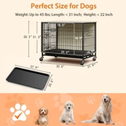 Dog Crate Furniture For Medium Dogs, 32.5" L X 21.9" W X 25.2" H Indoor Kennel With Double Doors, Wheels & Removable Tray 13 Dog Crate Furniture For Medium Dogs, 32.5" L X 21.9" W X 25.2" H Indoor Kennel With Double Doors, Wheels & Removable Tray -House Beautiful GUEST 983e27ff a210 4ee7 b6c6 c683d971adc3
