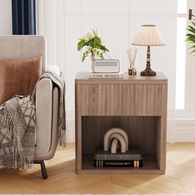 Fluted Night Stand Set Of 2, Modern Farmhouse Nightstand, 22" Large Bedside Table, End Table With Storage 10 Fluted Night Stand Set Of 2, Modern Farmhouse Nightstand, 22" Large Bedside Table, End Table With Storage - Image 8