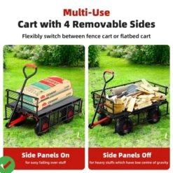 Steel Garden Cart, 880LBS/1400LBS Heavy Duty Garden Dump Cart, Meatl Utility Wagon With Removable Sides & 180° Rotating Handle -House Beautiful GUEST 98fd3810 138b 4885 9d86 1d117aba09e7