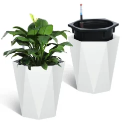 23 Inch Tall Outdoor Planters Set Of 2, Self Watering Pots For Indoor Plants With Water Level Monitor & Drainage Hole & Wheels,Black 20 23 Inch Tall Outdoor Planters Set Of 2, Self Watering Pots For Indoor Plants With Water Level Monitor & Drainage Hole & Wheels,Black -House Beautiful GUEST 99aa7192 bdc6 48b6 9e95 4ccfca7faa5c