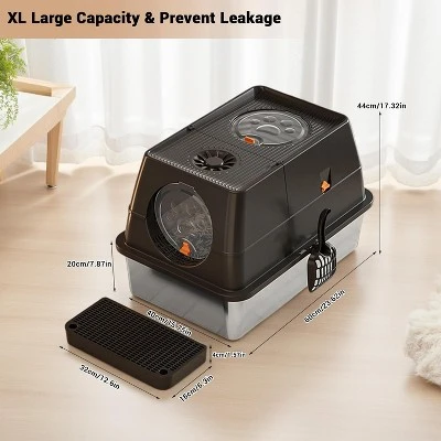 Large Stainless Steel Enclosed Cat Litter Box With Lid, Metal Kitty Litter Box With Flip Cover, Removable Top And Litter Scooper 7 Large Stainless Steel Enclosed Cat Litter Box With Lid, Metal Kitty Litter Box With Flip Cover, Removable Top And Litter Scooper - Image 5