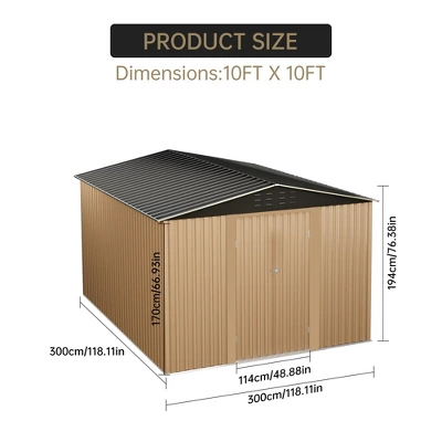 8x8 FT Outdoor Storage Shed,Utility Metal Tool Storage With Lockable Doors And Updated Frame Structure, Large Garden Shed For Backyard 8 8x8 FT Outdoor Storage Shed,Utility Metal Tool Storage With Lockable Doors And Updated Frame Structure, Large Garden Shed For Backyard - Image 6