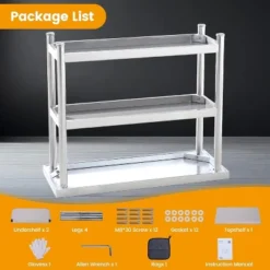 Stainless Steel Work Table, 3-Tier Commercial Utility Prep Table For Restaurant, Garage, Laundry, Indoor Outdoor, Silver 14 Stainless Steel Work Table, 3-Tier Commercial Utility Prep Table For Restaurant, Garage, Laundry, Indoor Outdoor, Silver -House Beautiful GUEST 9b01022e 2f49 4400 88f2 d44af2f62836