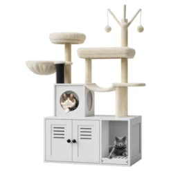 2-in-1 Cat Tree Tower With Litter Box Enclosure - Multi-Level Condo With Scratching Posts, Hammock & Plush Perch For Climbing, Scratching 19 2-in-1 Cat Tree Tower With Litter Box Enclosure - Multi-Level Condo With Scratching Posts, Hammock & Plush Perch For Climbing, Scratching -House Beautiful GUEST 9b24dfa5 c19d 446e 955b 376ca18aabfd 1