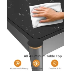 Aluminum Outdoor Metal Table For 2-4 Person,35" X 36" Rectangle Patio Dining Tables With Rectangular Non-Slip Stripe For Outiside Backyards, Porches -House Beautiful GUEST 9b954efa 09c0 42d1 b4af 47efd94dc3a5 1