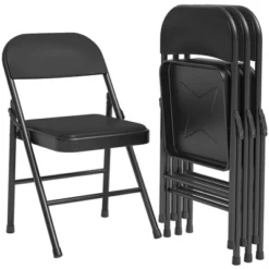 4 Pack Folding Chairs With Padded Cushions, Padded Foldable Chair Hold Up To 350 Pounds, Portable Black Folding Chair -House Beautiful GUEST 9bb3b2a0 545a 433c b782 695f9df2bd49