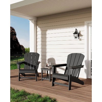 Outdoor Adirondack Chairs, HDPE Patio Chairs For All Weather, Heavy Duty Fire Pit Seating With Wide Armrests And Slatted Back 4 Outdoor Adirondack Chairs, HDPE Patio Chairs For All Weather, Heavy Duty Fire Pit Seating With Wide Armrests And Slatted Back - Image 2