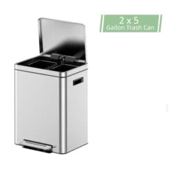 Dual Trash Can, Rectangular Waste Basket With Metal Lid & Step Foot Pedal -House Beautiful GUEST 9c665fbd 0ea2 4dc6 bb18 6e897586b521