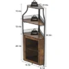5-Tier Corner Bar Cabinet With Glass Holder & Barn Door, Farmhouse Liquor Storage With Adjustable Shelf For Kitchen, Dining Room, Home Bar, Retro