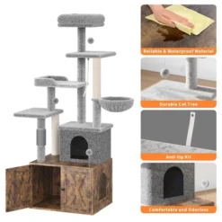All-in-One Cat Tree W/Litter Box Enclosure - Modern Cat Tower W/Scratching Posts, Hammock, Condo & Hidden Storage -House Beautiful GUEST 9c9e715d 7869 44da bafb adb7e05b4f8b
