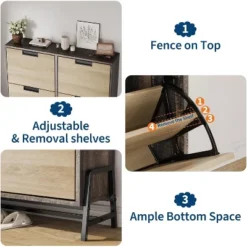 Shoe Storage Cabinet With 4 Flip Doors, Large Capacity Organizer, Freestanding Narrow Shoe Rack With Adjustable Shelves -House Beautiful GUEST 9d0804a1 8c26 4cb9 ab95 3e3ee25756a6