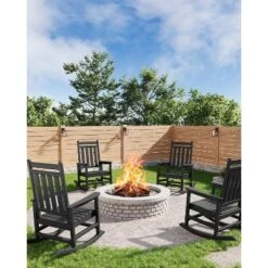 Poly Lumber HDPE Rocking Adirondack Chair Outdoor Weather Resistant Wide Backrest 380LB Capacity Patio Garden -House Beautiful GUEST 9e5a2dd9 2583 4041 b6cf d79295618ec3