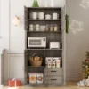 Pantry Cabinet With 2 Drawers And Open Shelves, Tall Freestanding Kitchen Hutch With Microwave Shelf For Dining Room, Living Room -House Beautiful GUEST 9eaeaab7 4a6f 4357 aed1 165cf5eb3e10