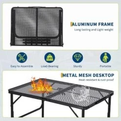 Folding Grill Table,Portable Camping Table With Mesh Desktop,Height Adjustable Lightweight Metal Grill Table 15 Folding Grill Table,Portable Camping Table With Mesh Desktop,Height Adjustable Lightweight Metal Grill Table -House Beautiful GUEST 9ec16923 91b8 41f9 9887 5ed066e7864d