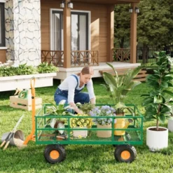 Steel Garden Cart With 10" Wheels, Wagon Cart, Removable Sides, 180° Handle For Lawn, Farm, Outdoor -House Beautiful GUEST 9ec79ee8 fcce 4f65 8d02 267610979acc