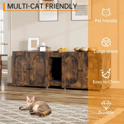 Cat Litter Box Enclosure With Removable Tray, Storage Cabinet & Easy Entry For A Tidy, Odor-Free Home 6 Cat Litter Box Enclosure With Removable Tray, Storage Cabinet & Easy Entry For A Tidy, Odor-Free Home - Image 4