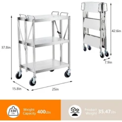 Foldable Utility Cart With Wheels, 300LB Large Capacity Collapsible Service Cart, XL 3-Tier Rolling Tool Carts For For Home, Garage -House Beautiful GUEST 9eee5fec 0156 4b82 bb61 4bd1b38aa10b