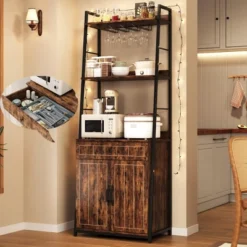 Bakers Rack With Drawer 70.8" Baker Rack With Cabinet Freestanding Tall Bar Cabinet With Storage Large Microwave Storage Stand 17 Bakers Rack With Drawer 70.8" Baker Rack With Cabinet Freestanding Tall Bar Cabinet With Storage Large Microwave Storage Stand -House Beautiful GUEST a0455e47 f27b 4f35 a1d7 e9c20c360be7