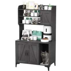 Cat Litter Box Enclosure With 4 Shelves & Storage Cabinet, 51.1 Inch Tall Hidden Cat Furniture With Scratch Pad, Multi-Functional Indoor Cat House 22 Cat Litter Box Enclosure With 4 Shelves & Storage Cabinet, 51.1 Inch Tall Hidden Cat Furniture With Scratch Pad, Multi-Functional Indoor Cat House -House Beautiful GUEST a0fddefd aecc 4b26 b86e f52d6e4a20b0