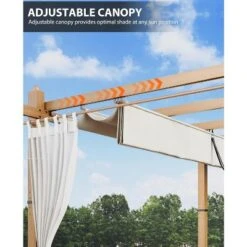 10x13ft Wood Grain Aluminum Pergola, Beige UV Block Canopy, Mesh Net, Rustproof Frame, Fast Tool-Free Assembly -House Beautiful GUEST a12fa333 aeb5 4eae 8221 94f9cc8f8f70 1