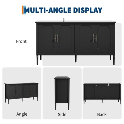 Large Sideboard Cabinet, 59" Modern Credenza Buffet Table Coffee Bar Wine Bar, Storage Cabinet With Adjustable Shelves 7 Large Sideboard Cabinet, 59" Modern Credenza Buffet Table Coffee Bar Wine Bar, Storage Cabinet With Adjustable Shelves - Image 5