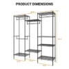 Heavy Duty Metal Clothing Rack, Freestanding Garment Organizer With 4 Hanging Rods And 8 Adjustable Shelves For Closet, Black -House Beautiful GUEST a1a20ed1 202e 42cf b3a3 d33ae29d6b1c