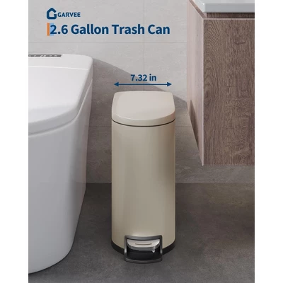 Metal Step Trash Can, Slim Bathroom Garbage Bin With Soft Close Lid & Inner Bucket, Leak-Proof Small Trash Can For Bathroom, Bedroom, Office 5 Metal Step Trash Can, Slim Bathroom Garbage Bin With Soft Close Lid & Inner Bucket, Leak-Proof Small Trash Can For Bathroom, Bedroom, Office - Image 3