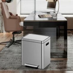 36L (10 Gallon) Stainless Steel Step-On Trash Can – Dual Compartment 5 Gal + 5 Gal For Recycling & Trash, Slim Space-Saving Design 11 36L (10 Gallon) Stainless Steel Step-On Trash Can – Dual Compartment 5 Gal + 5 Gal For Recycling & Trash, Slim Space-Saving Design -House Beautiful GUEST a34ea617 729f 4fc6 86c7 e4549174b5b6