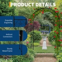 Metal Garden Arch, 88" H Outdoor Lawn Arbor With Stakes, Garden Arch Arbor Trellis For Climbing Plants, Roses, Vines 10 Metal Garden Arch, 88" H Outdoor Lawn Arbor With Stakes, Garden Arch Arbor Trellis For Climbing Plants, Roses, Vines -House Beautiful GUEST a3a8e183 6014 4b9f a588 8a577125afc4
