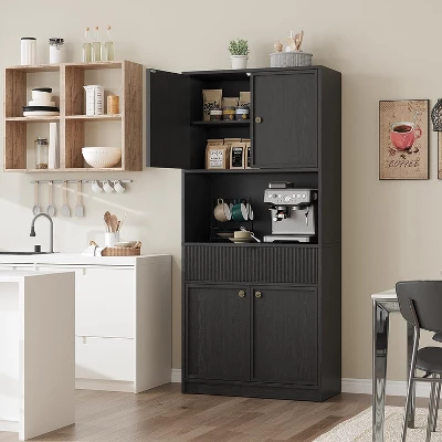 Kitchen Pantry Cabinet,70" Tall Pantry Storage Cabinet With Countertop For Dining Room 10 Kitchen Pantry Cabinet,70" Tall Pantry Storage Cabinet With Countertop For Dining Room - Image 8