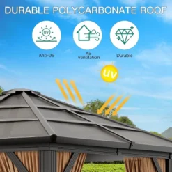 10x10ft Hardtop Gazebo, Outdoor Canopy Aluminum Frame Permanent Gazebo With Netting And Curtains, Polycarbonate Garden Tent For Patio Lawn Backyard -House Beautiful GUEST a444e67c c229 444d 9806 ebe8fe61b619