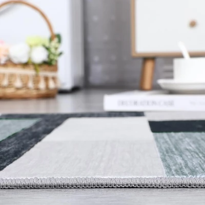 2x6 FT Machine Washable Runner Rug,Modern Geometric Low Pile Non-Slip Hallway, Entryway, Kitchen & Laundry Area Rug, Grey 9 2x6 FT Machine Washable Runner Rug,Modern Geometric Low Pile Non-Slip Hallway, Entryway, Kitchen & Laundry Area Rug, Grey - Image 7