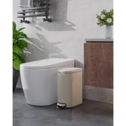 2.6 Gallon / 10 Liter Metal Bathroom Trash Can With Lid, Slim Waterproof Garbage Can For Bedroom -House Beautiful GUEST a5124cf0 2909 4d33 bc24 d5048961c4b6