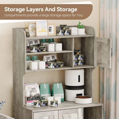 Cat Litter Box Enclosure With Shelves,Hidden Cat Box Cabinet Furniture With Scratching Mat,Wood Sturdy Cat Washroom Storage, Indoor Cat House 9 Cat Litter Box Enclosure With Shelves,Hidden Cat Box Cabinet Furniture With Scratching Mat,Wood Sturdy Cat Washroom Storage, Indoor Cat House - Image 7