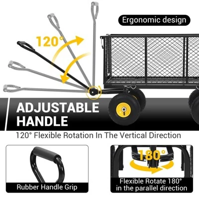 Heavy Duty Steel Garden Wagon Pullable Cart With 180¡ã Rotating Handle And Removable Sides For Farm 5 Heavy Duty Steel Garden Wagon Pullable Cart With 180¡ã Rotating Handle And Removable Sides For Farm - Image 3