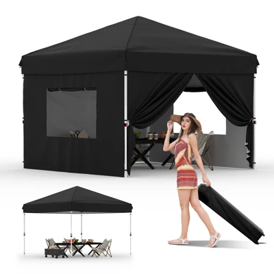 10x10FT Instant Pop-Up Canopy Tent With 4 Removable Side Walls – Commercial-Grade Outdoor Shelter System For Events, Black 10 10x10FT Instant Pop-Up Canopy Tent With 4 Removable Side Walls – Commercial-Grade Outdoor Shelter System For Events, Black - Image 8