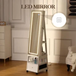 Jewelry Organizer Cabinet With Full-Length Mirror,360° Rotating Vanity Mirror,Large Jewelry Armoire With Led& Shelves 15 Jewelry Organizer Cabinet With Full-Length Mirror,360° Rotating Vanity Mirror,Large Jewelry Armoire With Led& Shelves -House Beautiful GUEST a6891059 e355 49df ad09 5d5ca638bd00