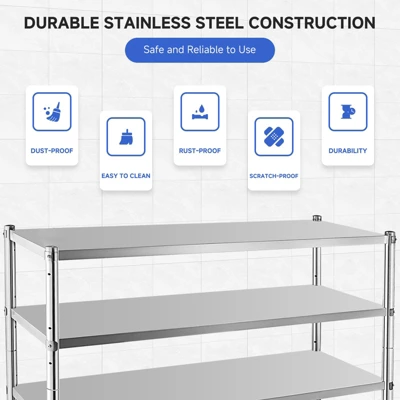 Stainless Steel Shelving Adjustable Shelf Storage Unit Stainless Steel Heavy Duty Shelving 7 Stainless Steel Shelving Adjustable Shelf Storage Unit Stainless Steel Heavy Duty Shelving - Image 5