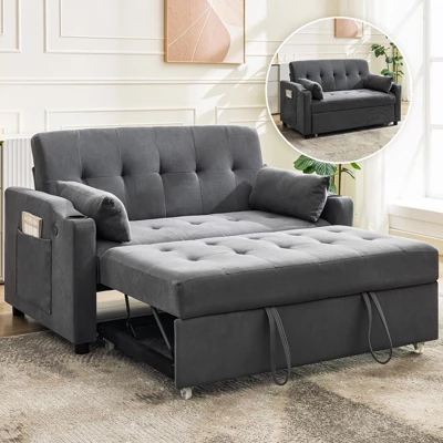 Jojoka 3-in-1 Convertible Sofa Bed, Sleeper Loveseat With Pull-Out Bed & USB, Space-Saving For Small Rooms, RV, Lounge Recliner 13 Jojoka 3-in-1 Convertible Sofa Bed, Sleeper Loveseat With Pull-Out Bed & USB, Space-Saving For Small Rooms, RV, Lounge Recliner - Image 11