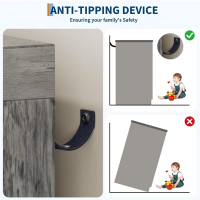 43.3" H Armoire Wardrobe Closet With 4 Drawers & Hanging Rod, Multifunctional Wood Storage Cabinet, Freestanding Dresser For Bedroom 5 43.3" H Armoire Wardrobe Closet With 4 Drawers & Hanging Rod, Multifunctional Wood Storage Cabinet, Freestanding Dresser For Bedroom - Image 3