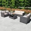 5-Piece Patio Furniture Set,PE Rattan Wicker Sectional Sofa Set With Coffee Table