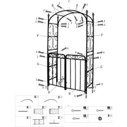 8FT Black Garden Arch With Gate ¨C Heavy-Duty Metal Arbor For Wedding Decor, Sturdy Steel Archway For Climbing Roses & Vines -House Beautiful GUEST a7bd717c df57 4455 a26f f1d57d121840