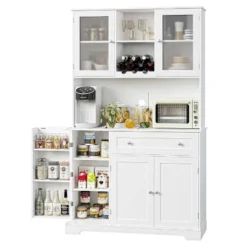 Kitchen Pantry Storage Cabinet, Modern Tall Buffet With Microwave Stand & Hutch,Freestanding Coffee Bar Cabinet With 14 Shelves And Drawer 17 Kitchen Pantry Storage Cabinet, Modern Tall Buffet With Microwave Stand & Hutch,Freestanding Coffee Bar Cabinet With 14 Shelves And Drawer -House Beautiful GUEST a7e2722e da55 4c4a 8da9 a999bc4c690c