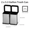 2×5.3 Gallon (20L) Dual Compartment Open Top Trash Can, Fingerprint Proof Brushed Stainless Steel, Anti-Slip Base, Garbage Bag Fixing Holes, Silver -House Beautiful GUEST a89f51d7 abaa 4b98 ae8c a7a3a135afe1
