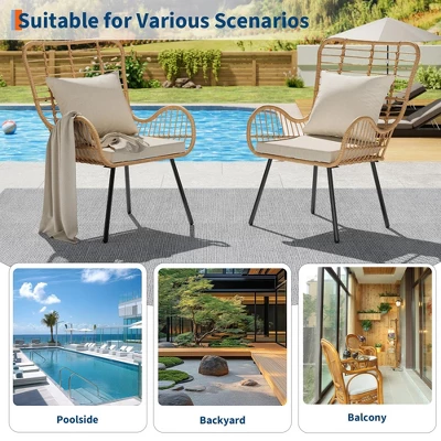 Patio Dining Chairs Set Of 2, Outdoor Wicker Club Chair With Cushions, All Weather Wicker Armchairs 8 Patio Dining Chairs Set Of 2, Outdoor Wicker Club Chair With Cushions, All Weather Wicker Armchairs - Image 6